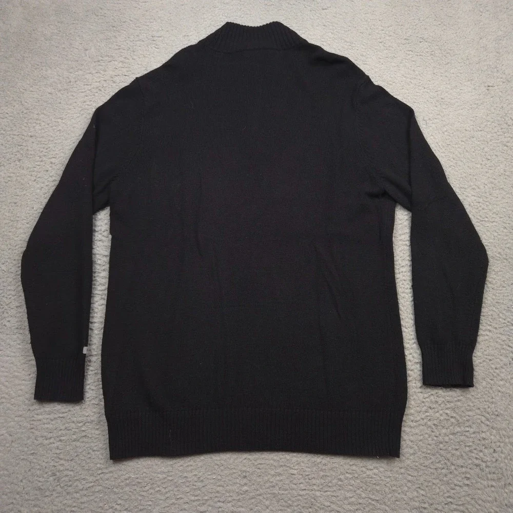 Columbia Mens Large Black Quarter Zip Cotton Wool Sweater Mock Neck Outdoor‎
